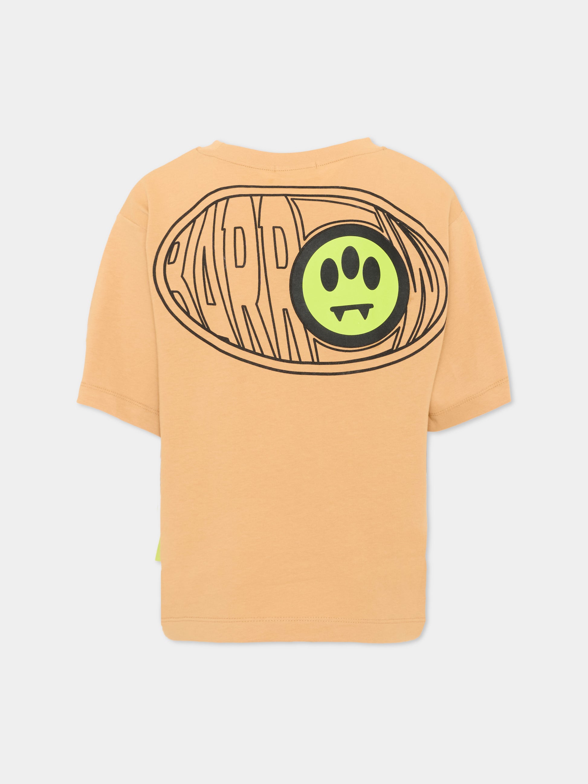T-shirt beige per bambini con stampa,Barrow,F6BKJUTH033 413