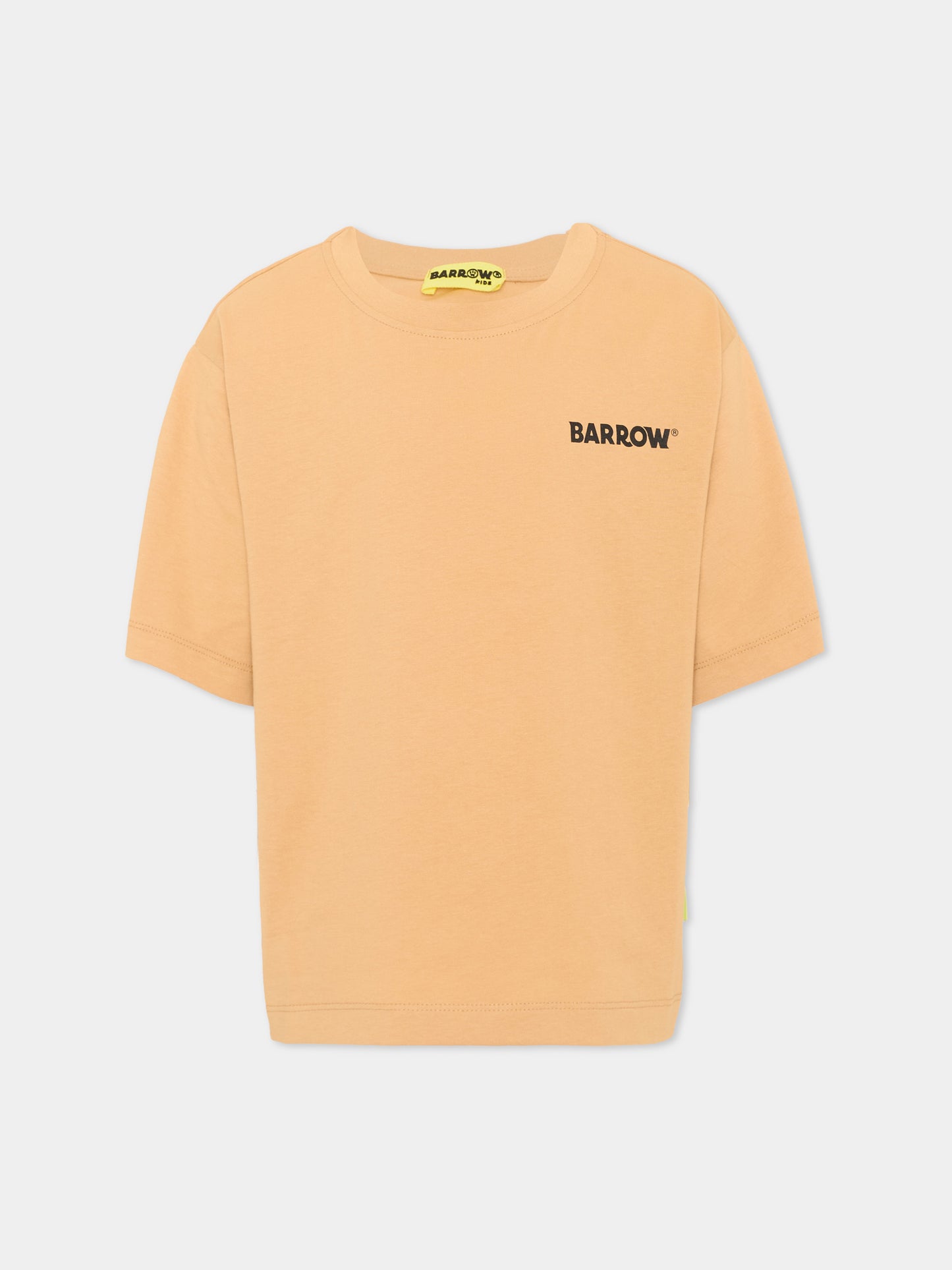 T-shirt beige per bambini con stampa,Barrow,F6BKJUTH033 413