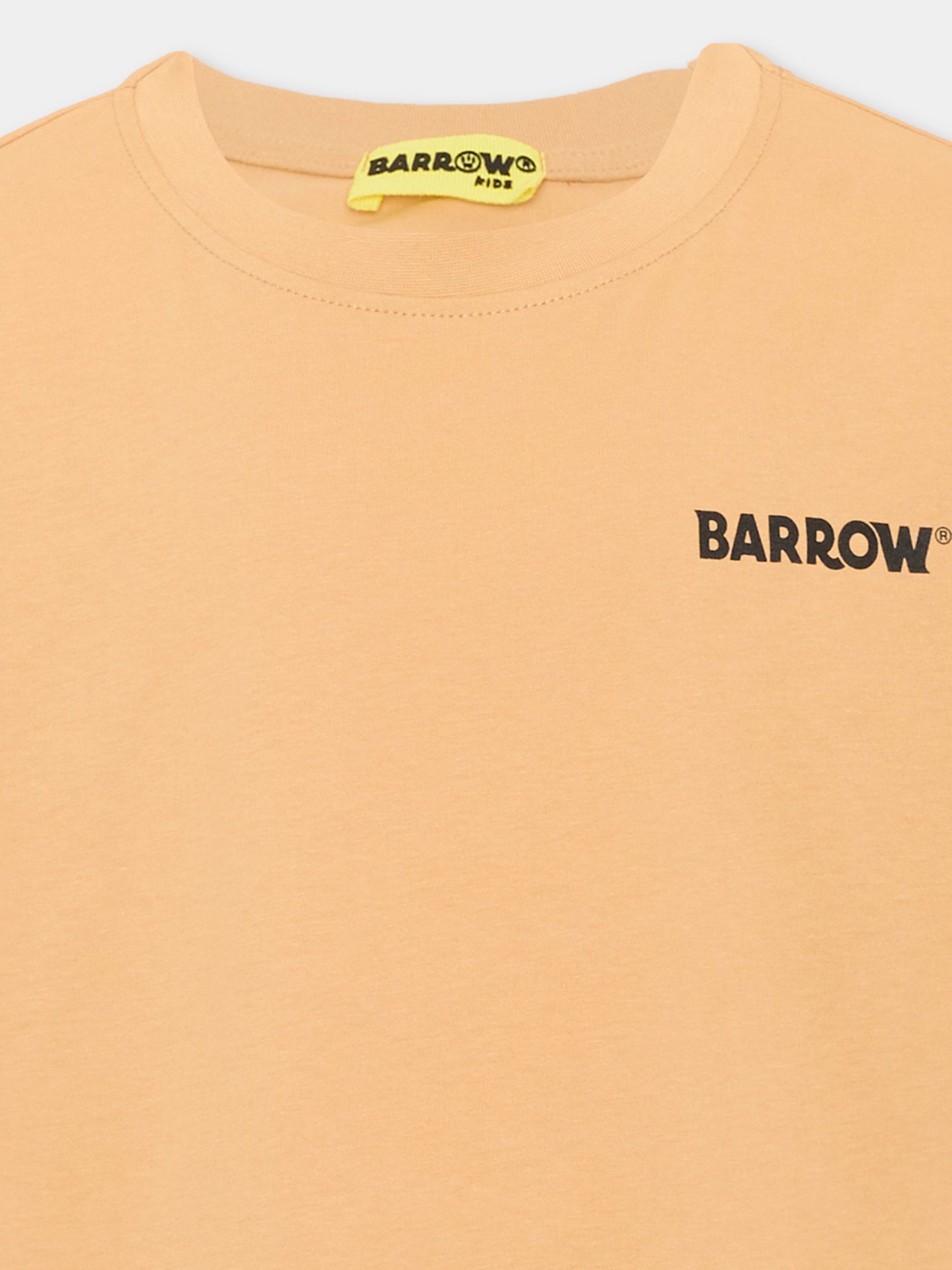 T-shirt beige per bambini con stampa,Barrow,F6BKJUTH033 413