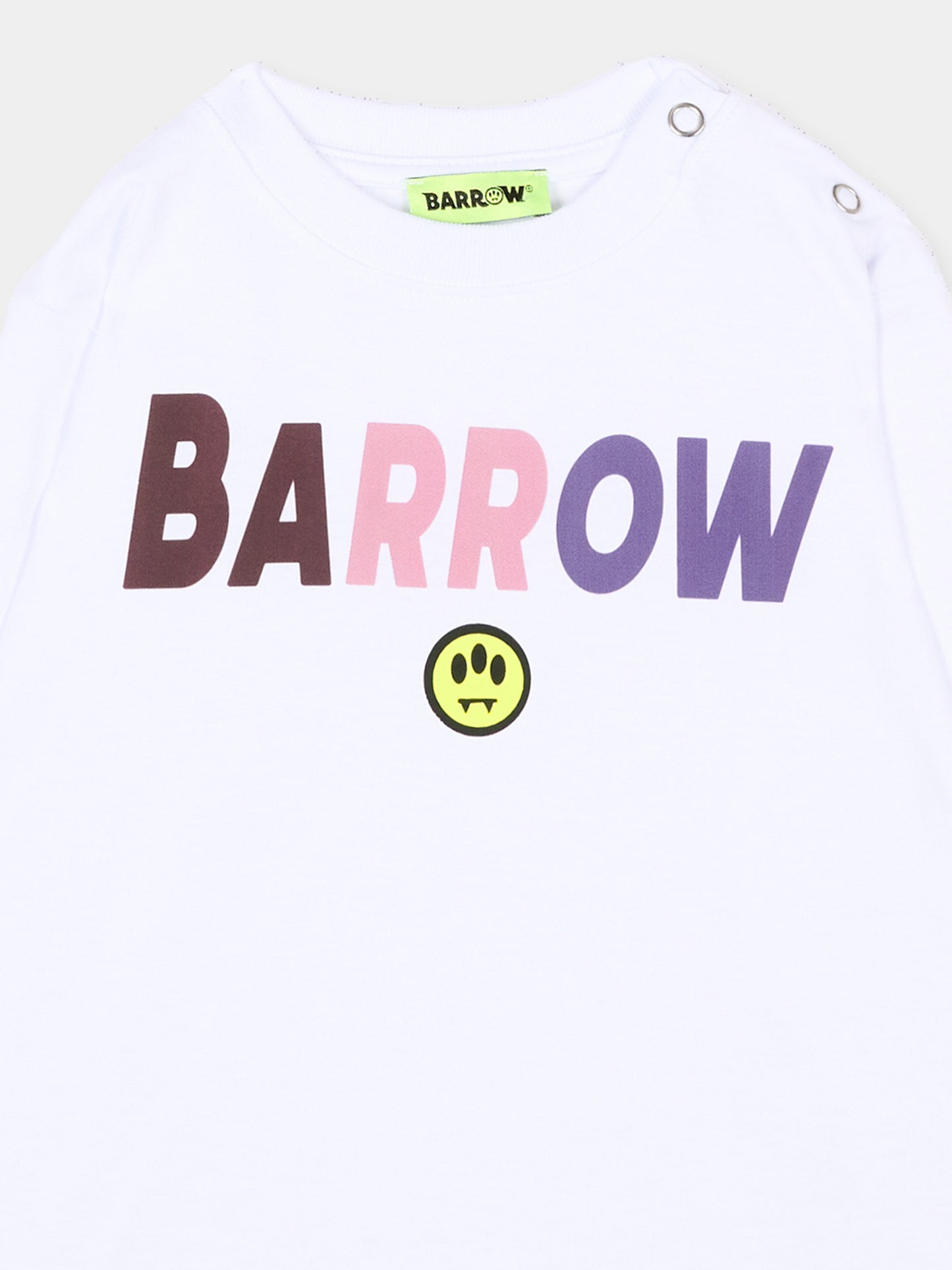 T-Shirt bianca per neonata con logo,Barrow,F6BKUNTH191 002/409