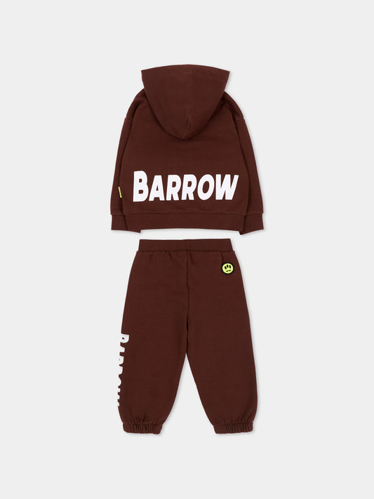 Completo sportivo lungo marrone per neonati con logo,Barrow,F6BKUNZF190 408