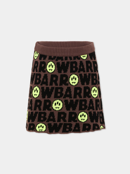 Gonna marrone per bambina con logo,Barrow,F6BKJGSK045 408