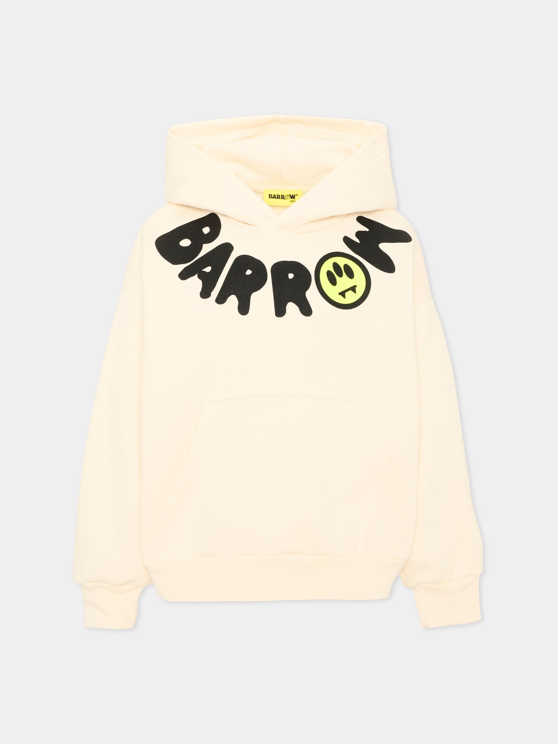 Felpa con cappuccio avorio con logo,Barrow,F6BKJUHS038 013