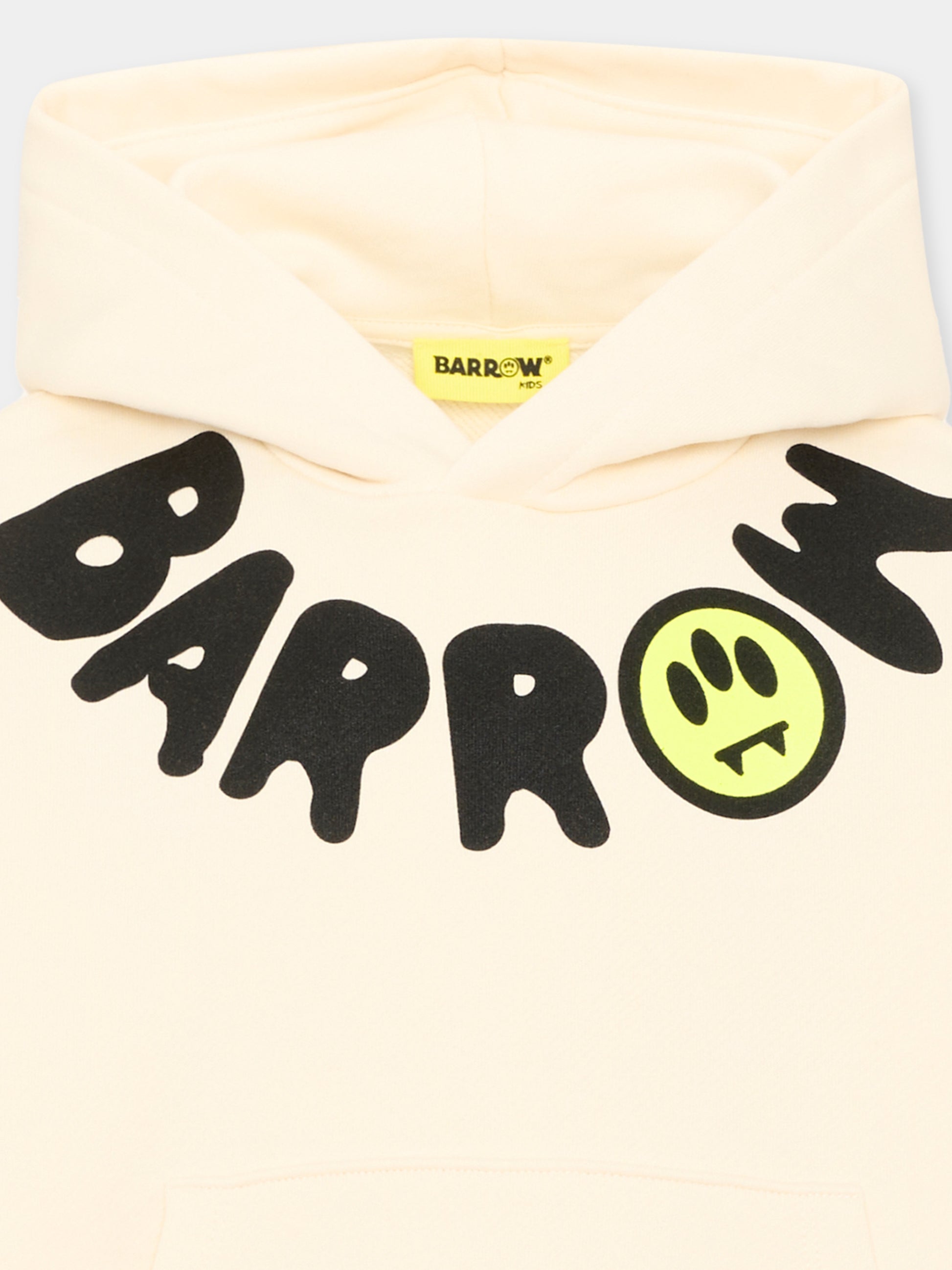 Felpa con cappuccio avorio con logo,Barrow,F6BKJUHS038 013