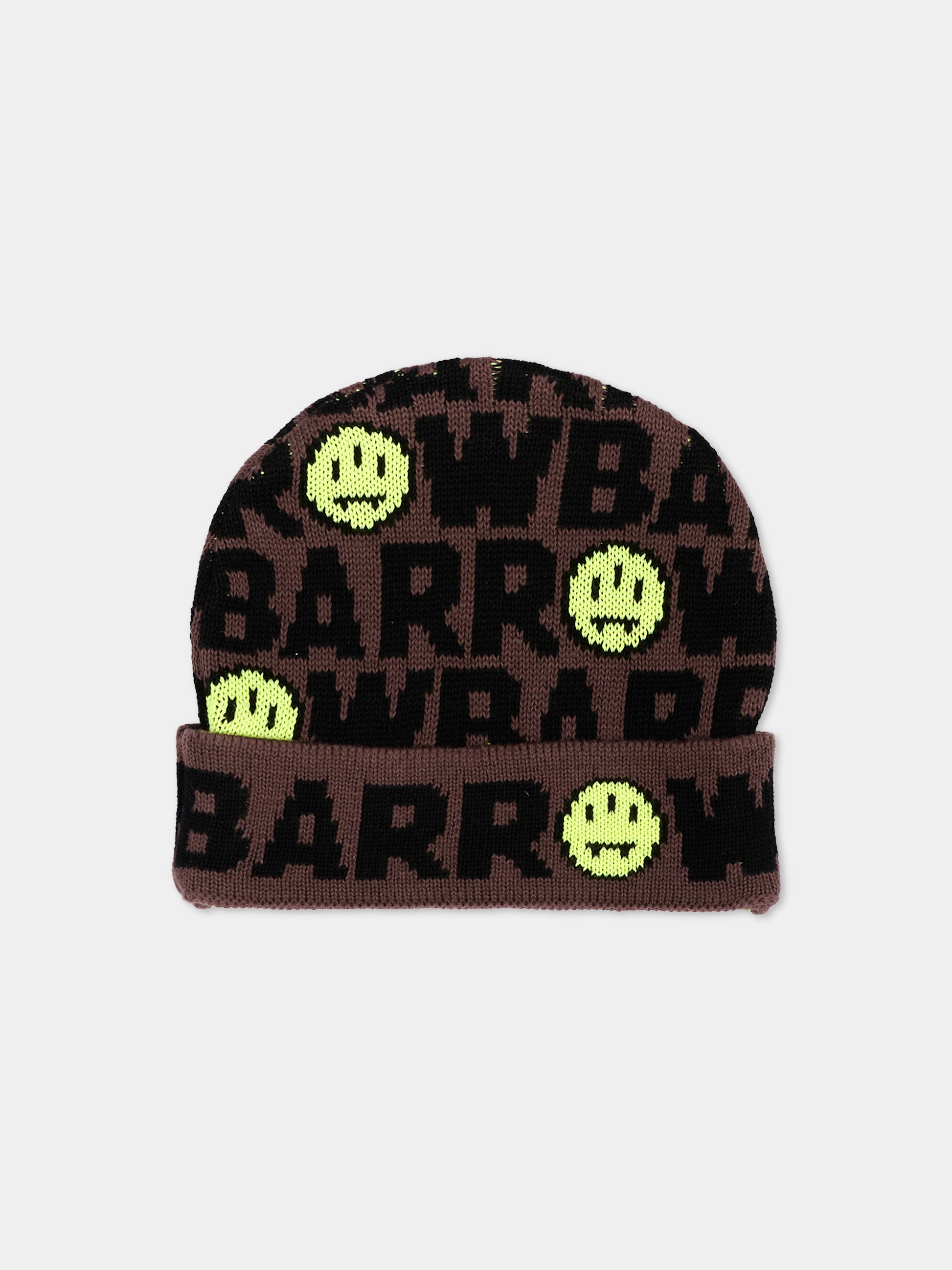 Berretto marrone per bambini con logo,Barrow,F6BKJUHT046 408