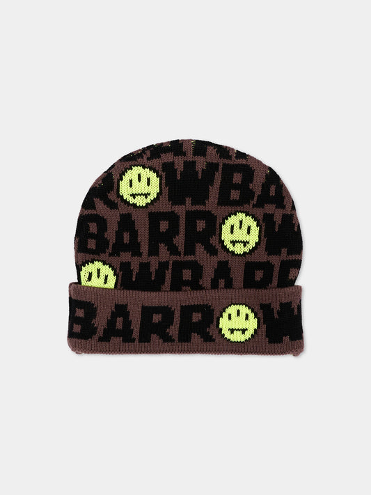 Berretto marrone per bambini con logo,Barrow,F6BKJUHT046 408
