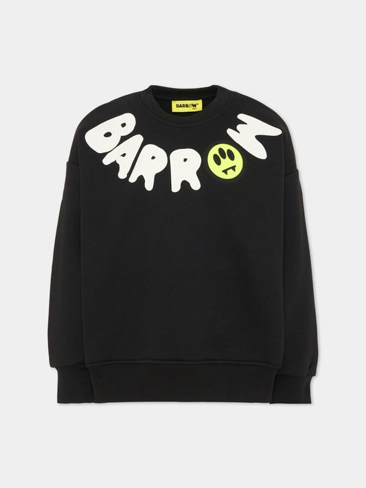 Felpa girocollo nera per bambini con stampa,Barrow,F6BKJUSW039 110
