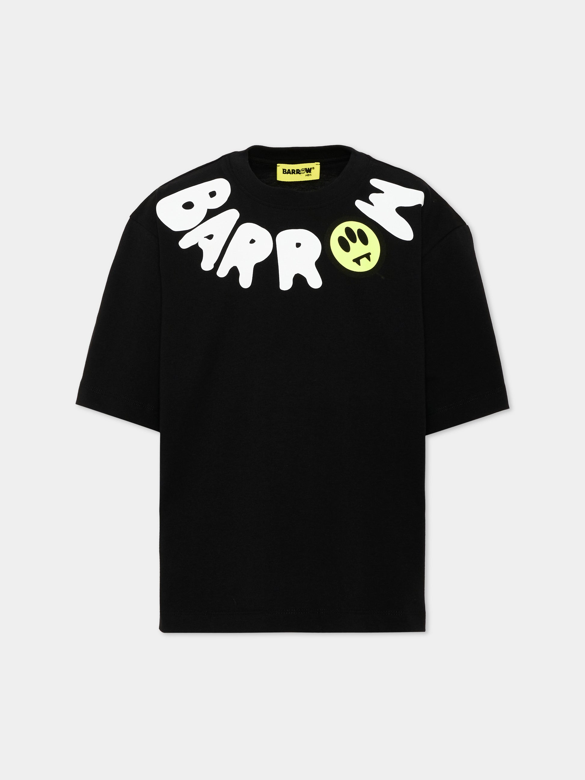 T-Shirt nera per bambini con logo,Barrow,F6BKJUTH007 110
