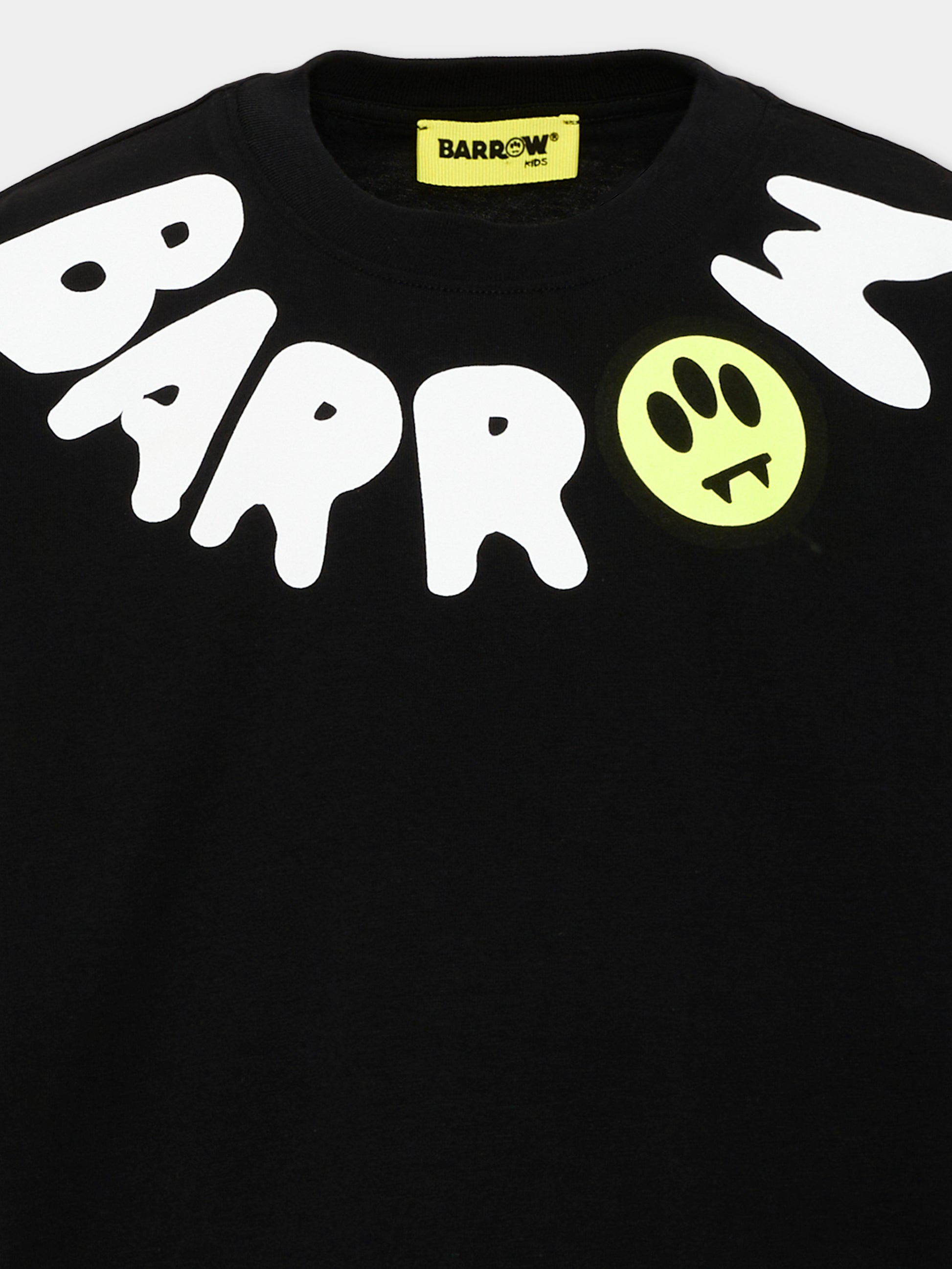 T-Shirt nera per bambini con logo,Barrow,F6BKJUTH007 110
