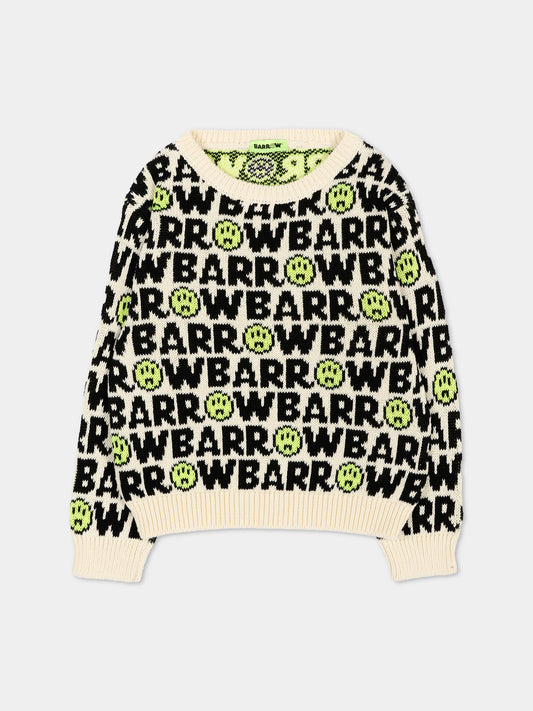 Maglione avorio per neonati con logo,Barrow,F6BKUNJP207 013