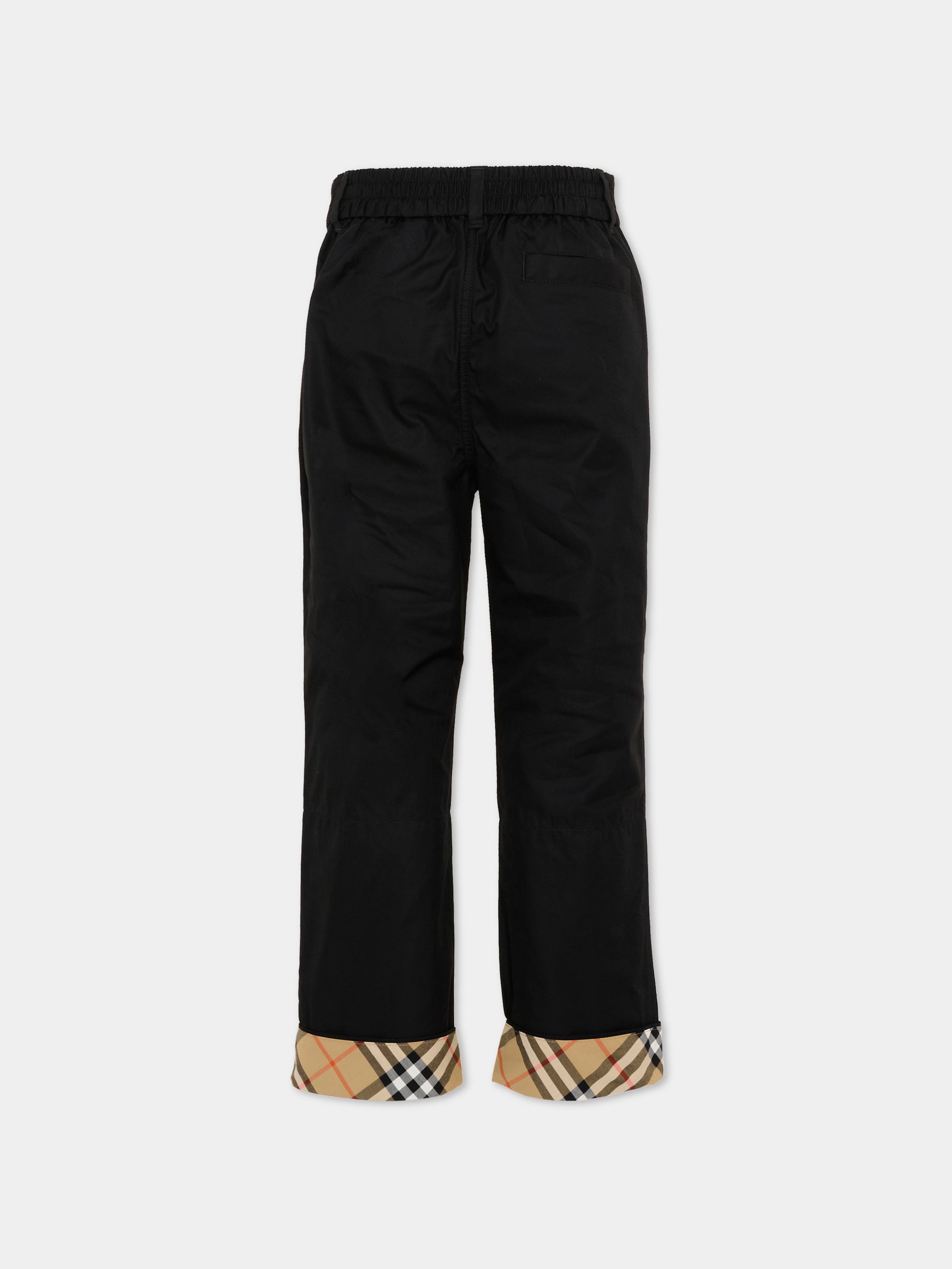 Pantaloni eleganti neri per bambino con check vintage,Burberry Kids,8131851 A1189