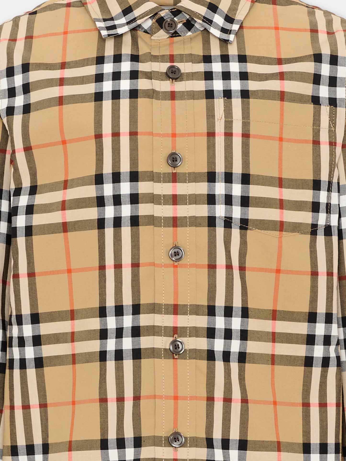Camicia beige per bambino con check vintage,Burberry Kids,8117166 B9368