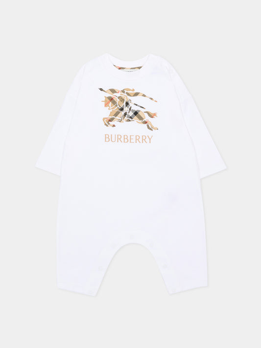 Pagliaccetto avorio per neonati con logo,Burberry Kids,8117494 A1464