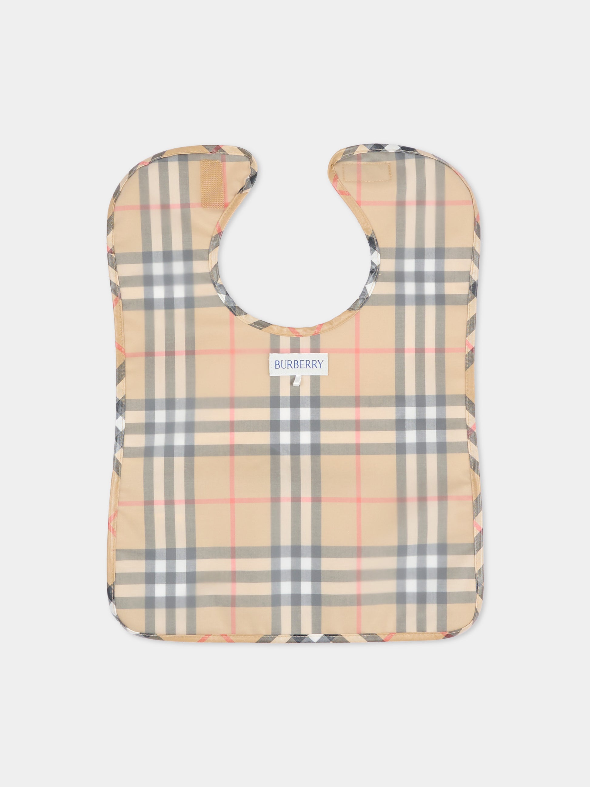 Bavaglino beige per neonati con check vintage,Burberry Kids,8120523 B9368