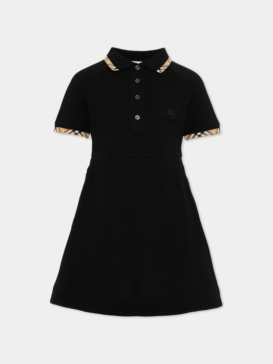 Vestito nero per bambina con cavaliere equestre,Burberry Kids,8126329 A1189