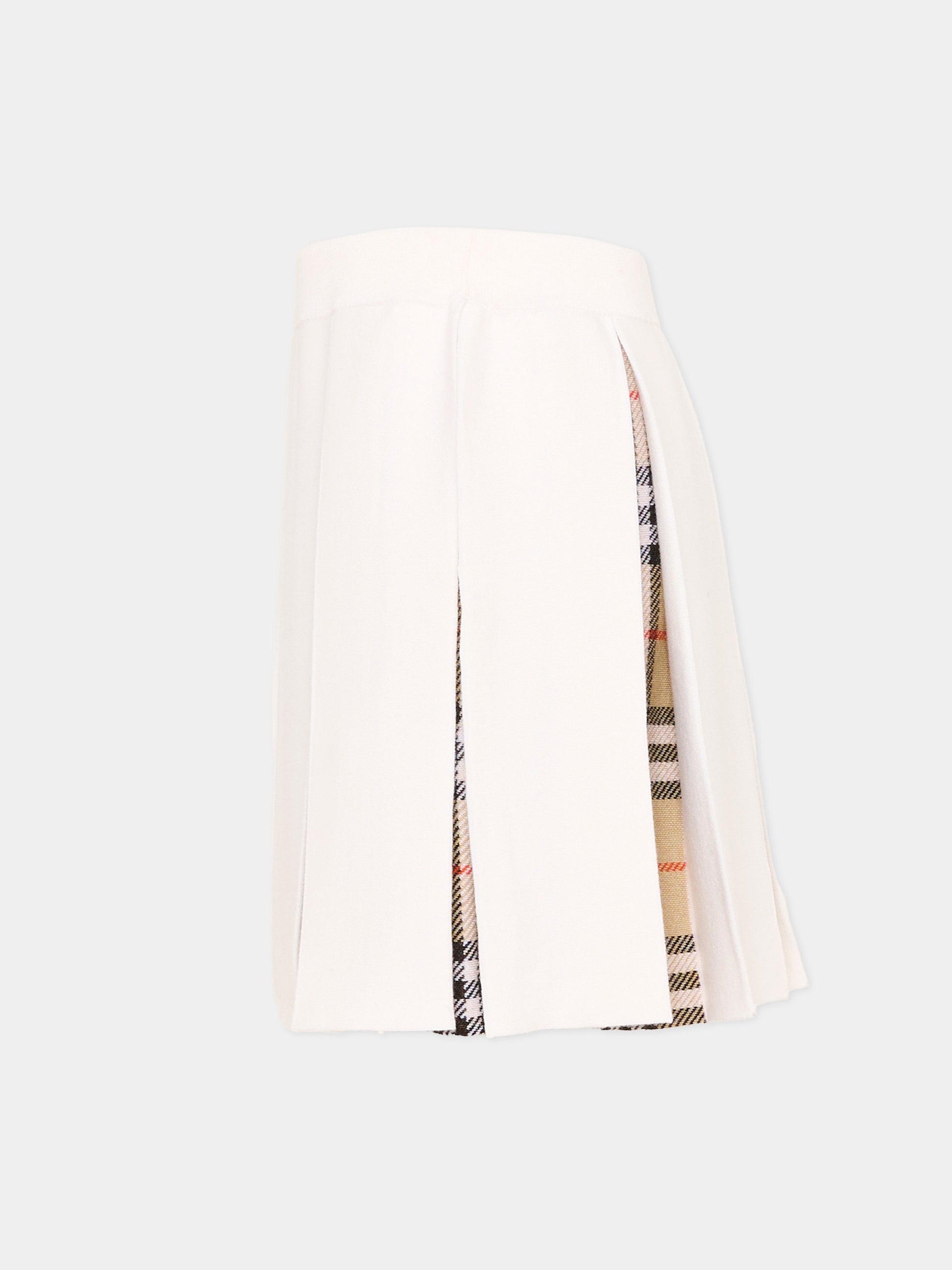 Gonna avorio per bambina con check vintage,Burberry Kids,8125915 A1452