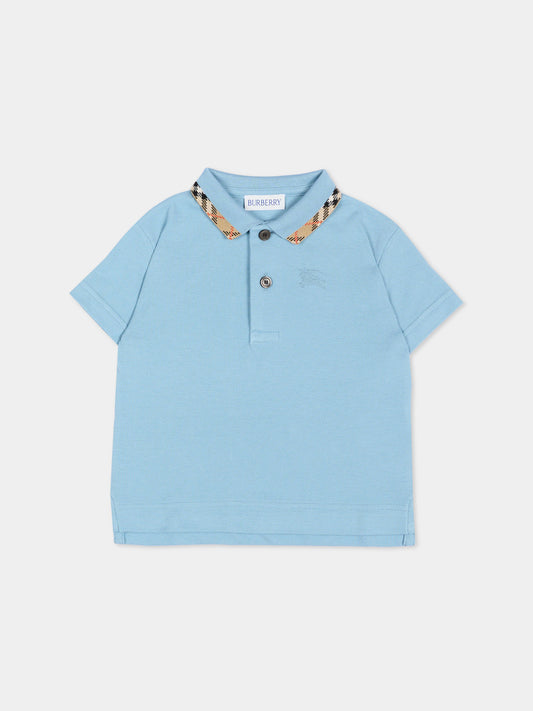 Polo celeste per neonato con cavaliere equestre,Burberry Kids,8129878 C5753