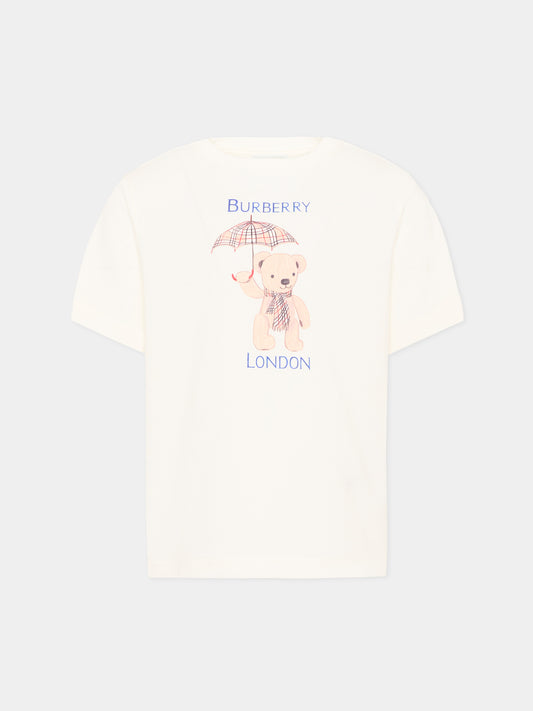 T-Shirt avorio per bambini con logo
