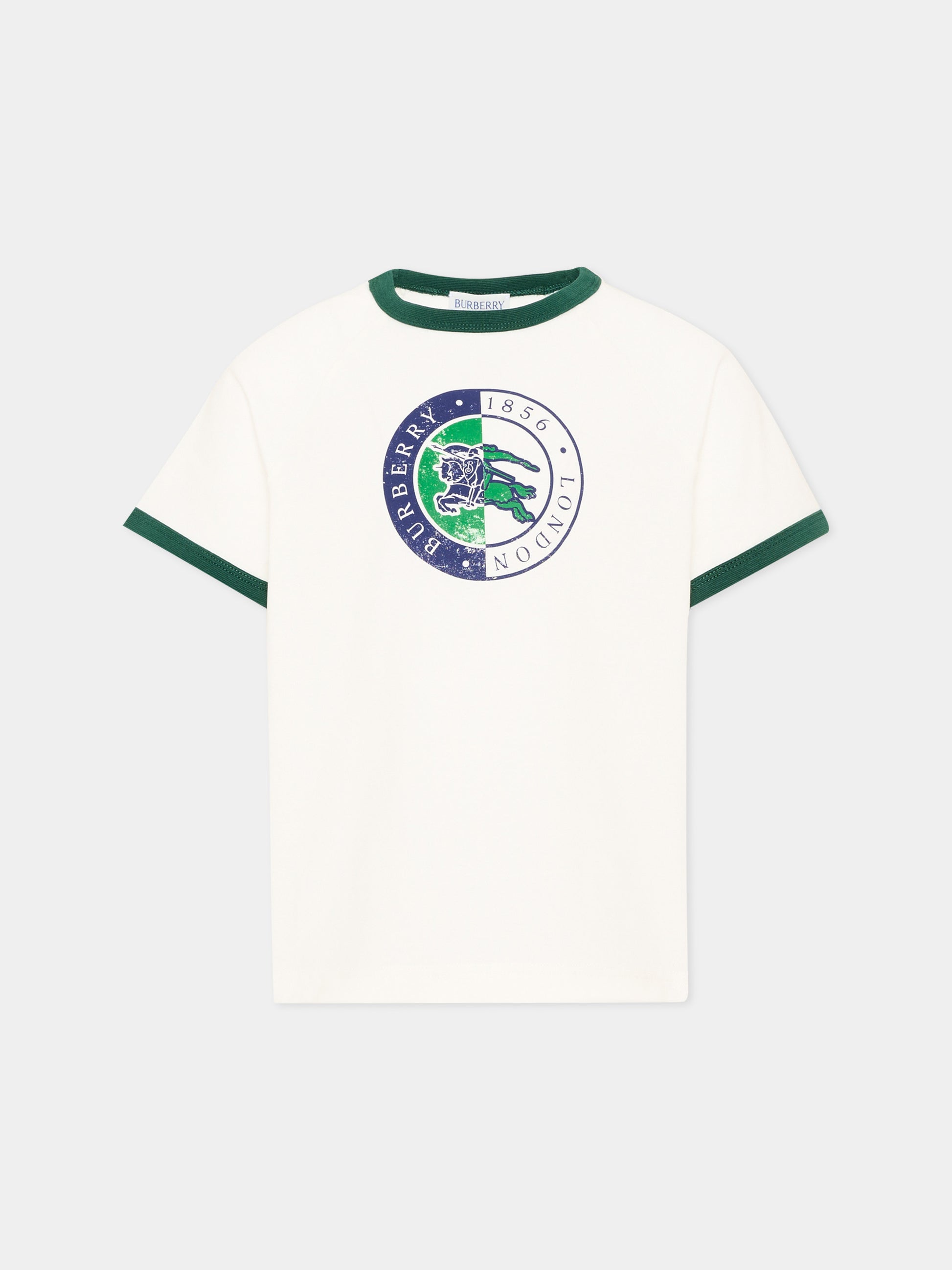 T-Shirt avorio per bambino con logo,Burberry Kids,8126292 A2014