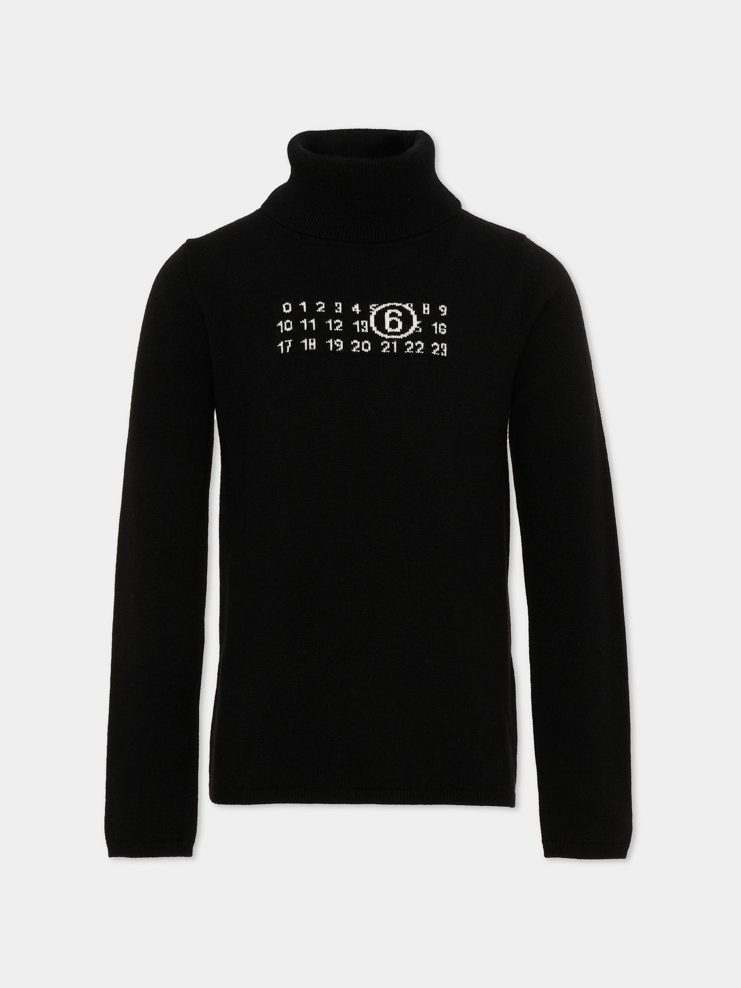 Dolcevita nero per bambini con logo,Mm6 Maison Margiela,M61064 MM06Q M6900