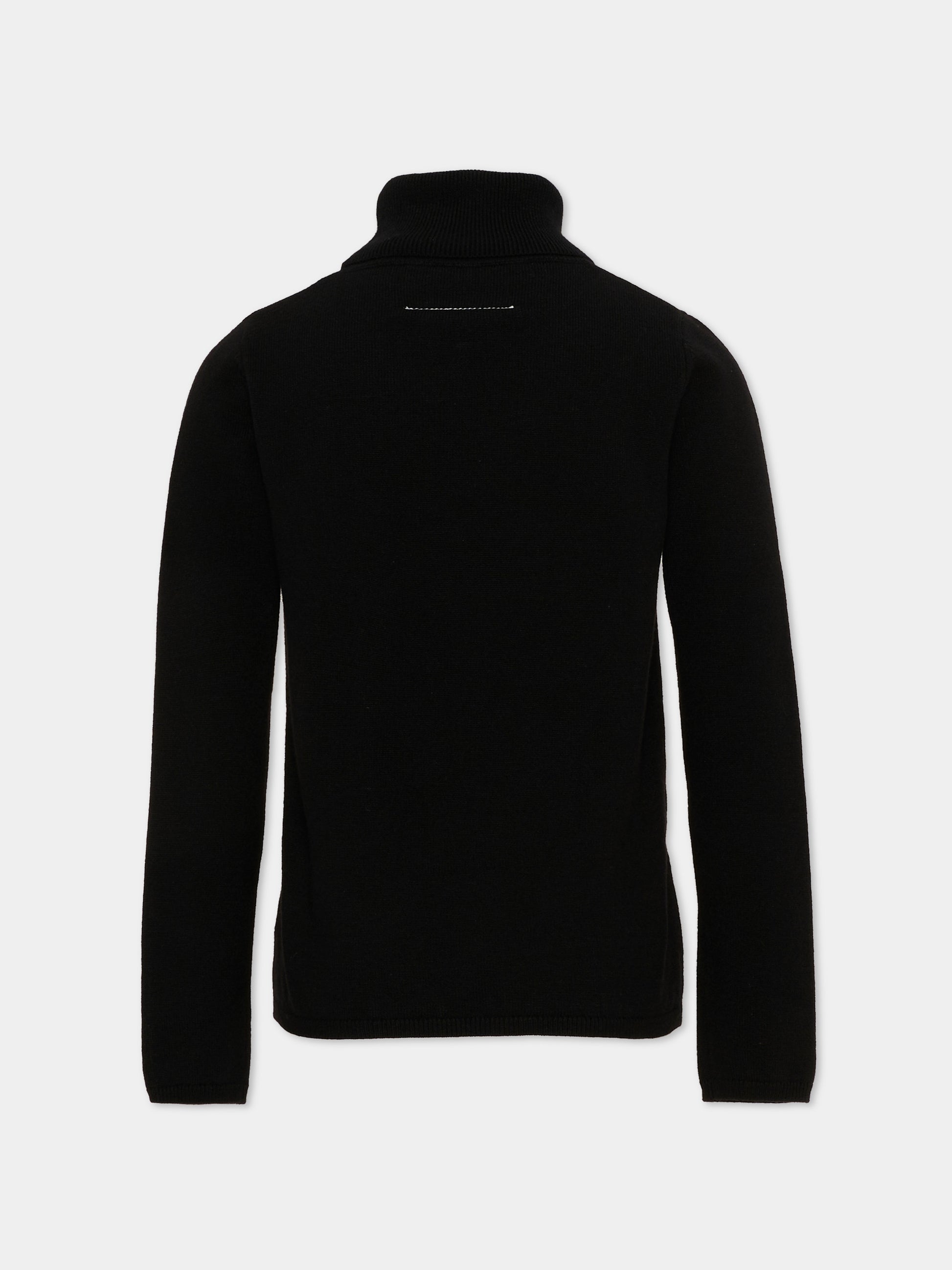 Dolcevita nero per bambini con logo,Mm6 Maison Margiela,M61064 MM06Q M6900