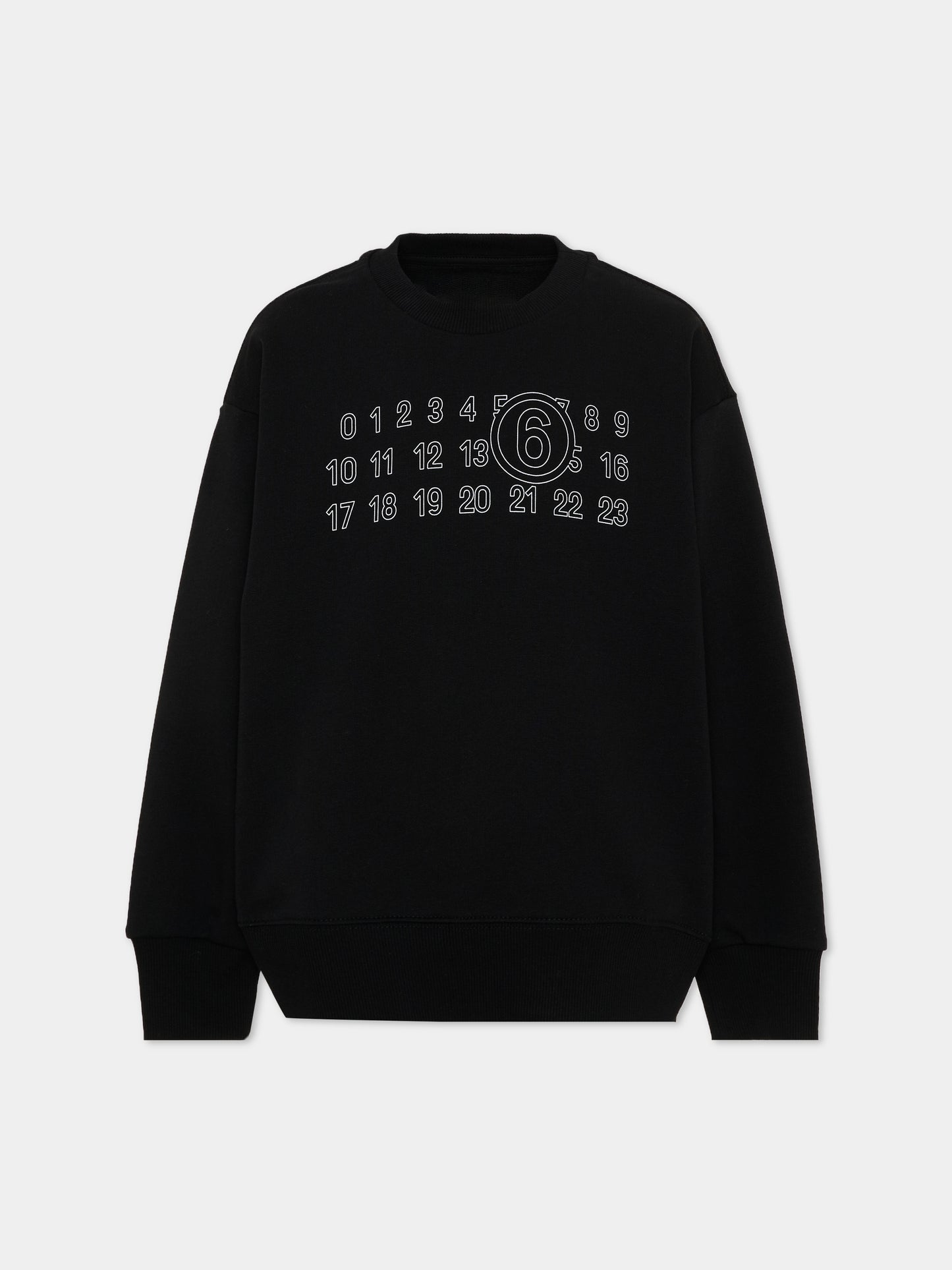 Felpa nera per bambini con logo,Mm6 Maison Margiela,M61116 MM02X M6900