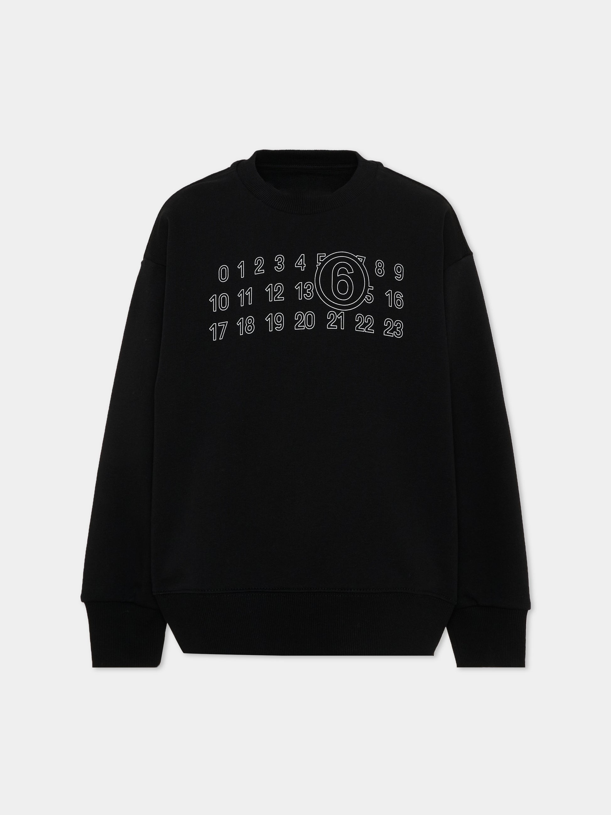 Felpa nera per bambini con logo,Mm6 Maison Margiela,M61116 MM02X M6900