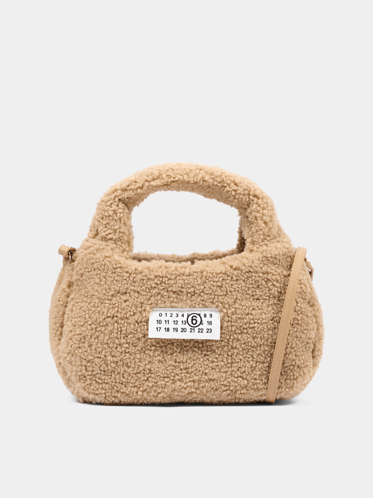 Borsa beige con etichetta logo per bambina,Mm6 Maison Margiela,M61143 MM09I M6714