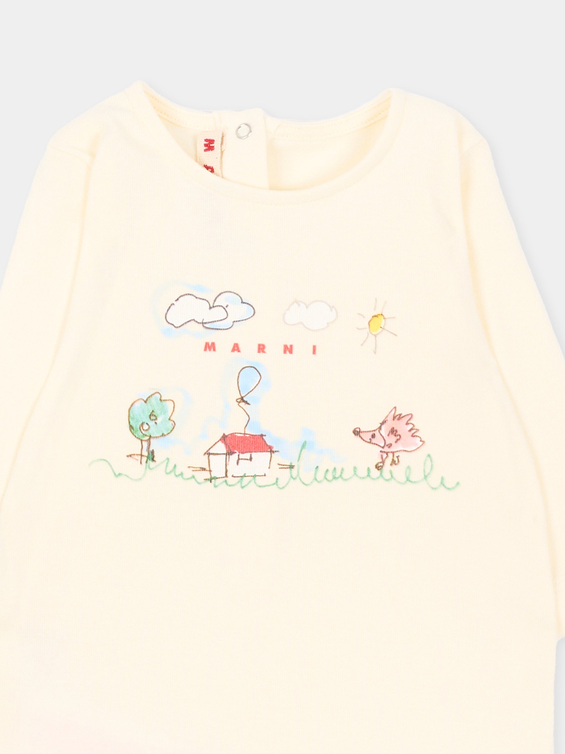 Tutina avorio per neonati con stampa,Marni Kids,M01853 M00Y3 0M116