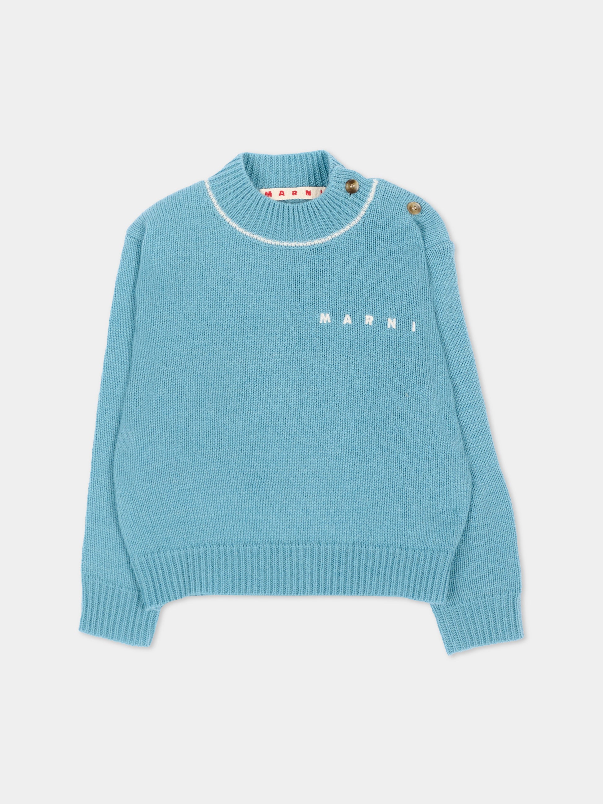 Maglione azzurro per neonati con logo,Marni Kids,M01875 M004C 0M866