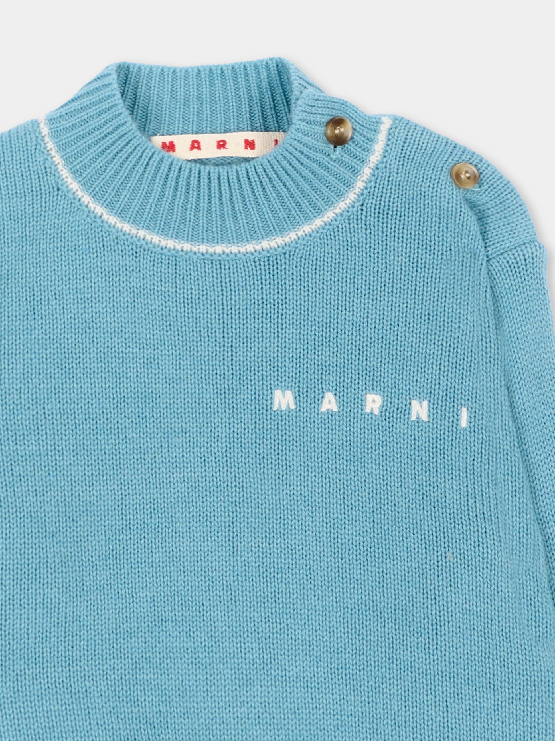 Maglione azzurro per neonati con logo,Marni Kids,M01875 M004C 0M866