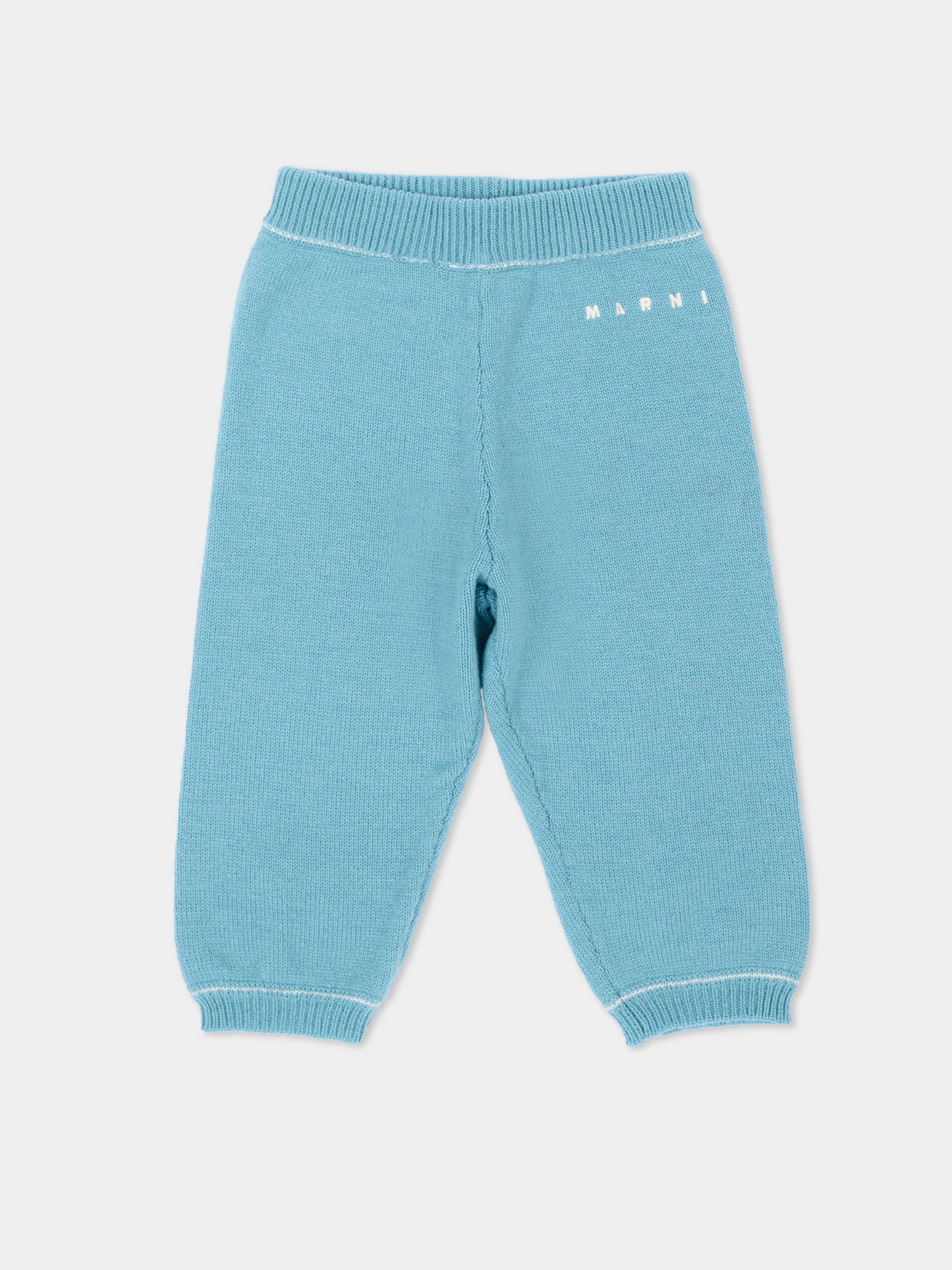 Pantalone azzurro per neonati con logo,Marni Kids,M01926 M004C 0M866