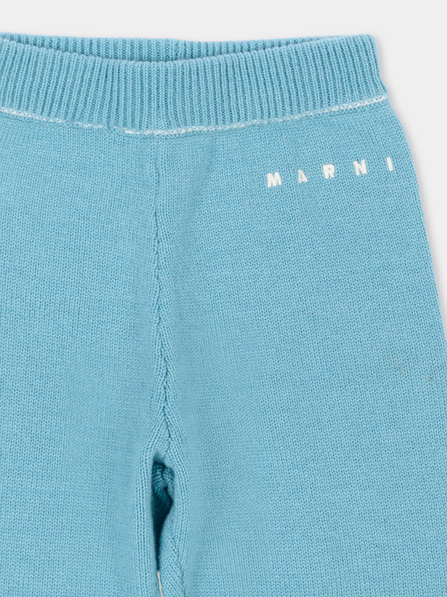 Pantalone azzurro per neonati con logo,Marni Kids,M01926 M004C 0M866