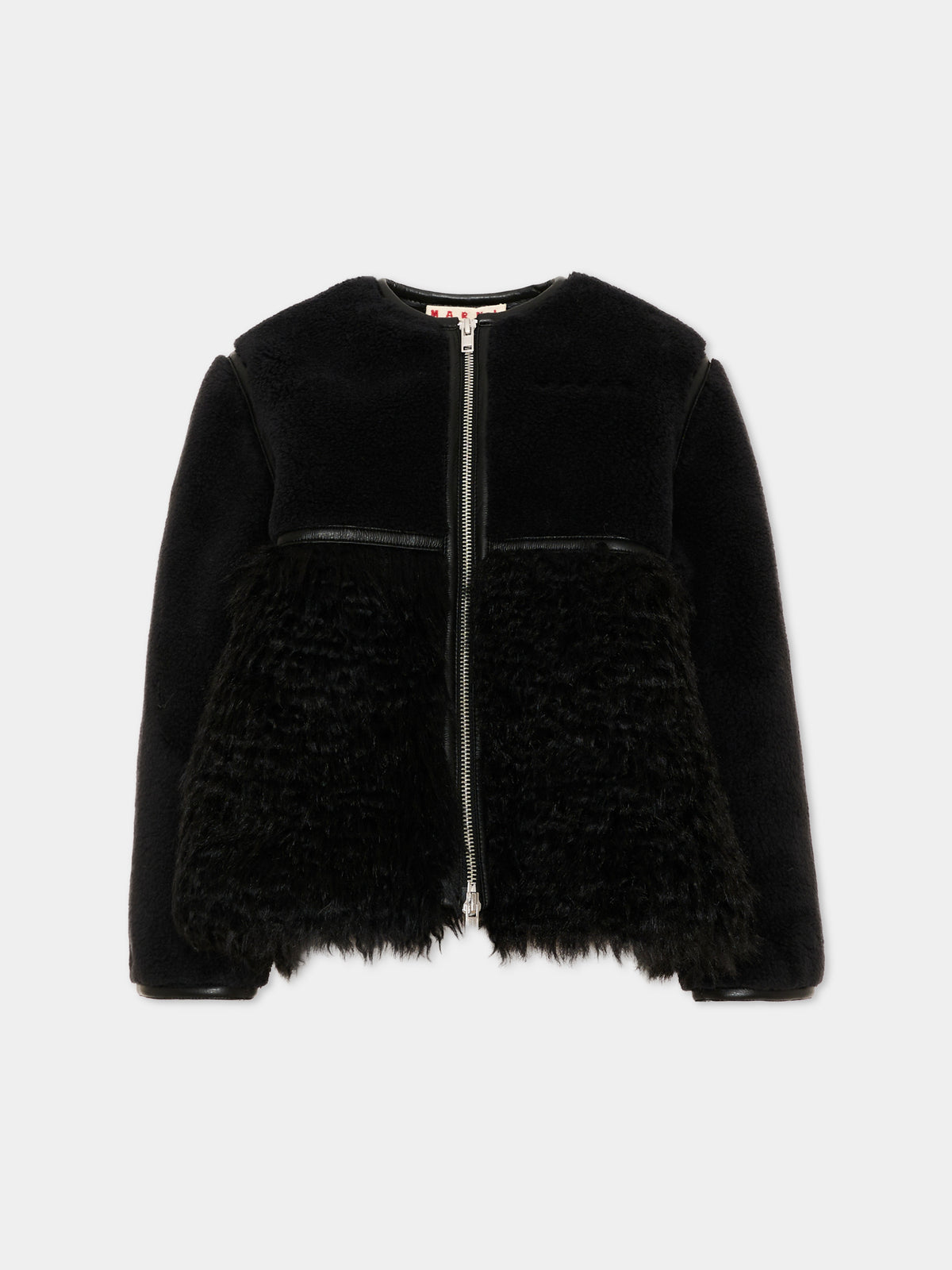 Ecopelliccia nera per bambina con zip,Marni Kids,M01930 M00U9 0M900