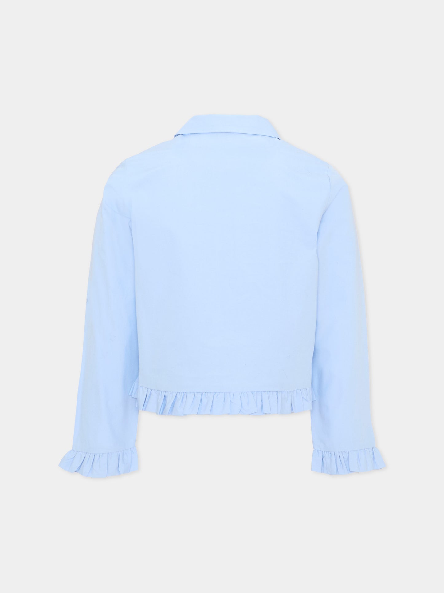 Camicia a manica lunga azzurra con ruches per bambina,Marni Kids,M01948 M00UW 0M863