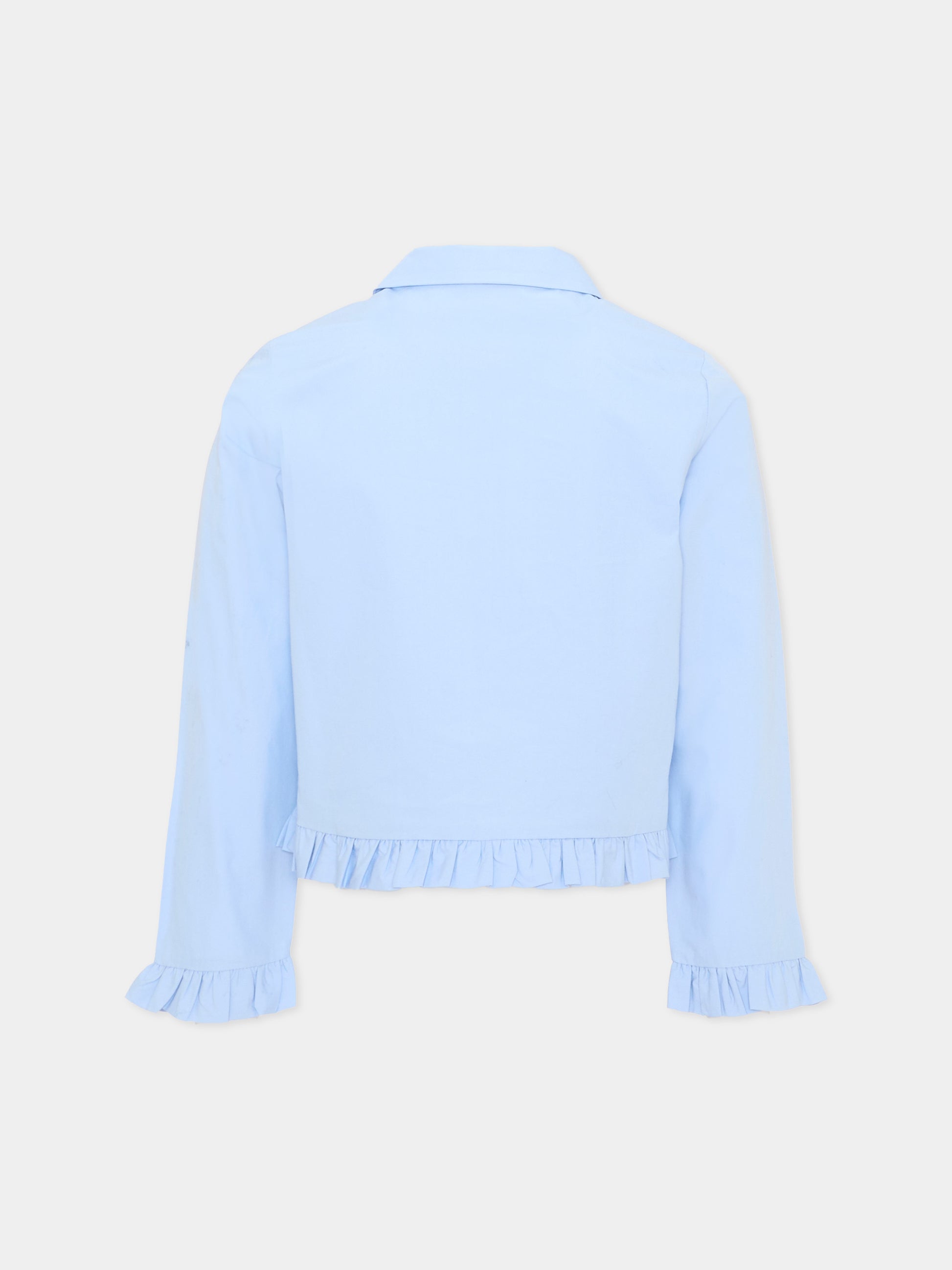 Camicia a manica lunga azzurra con ruches per bambina,Marni Kids,M01948 M00UW 0M863