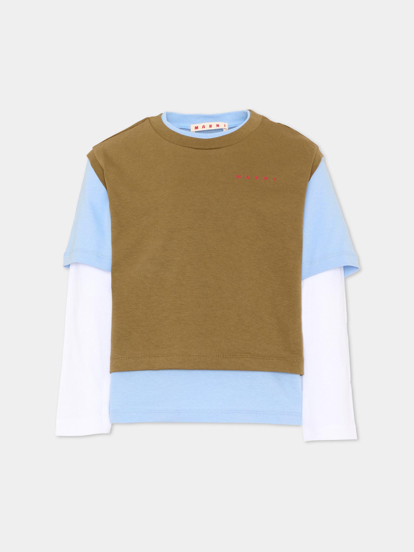 T-Shirt multicolor per bambini con logo,Marni Kids,M01953 M00RF 0M721