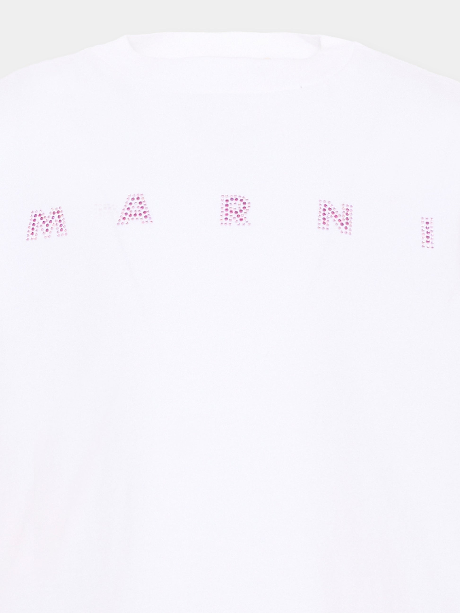 T-Shirt bianca per bambina con logo,Marni Kids,M01968 M00SG 0M100
