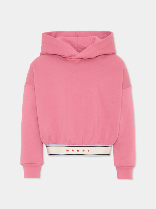 Felpa rosa per bambina con logo,Marni Kids,M01969 M00XC 0M352