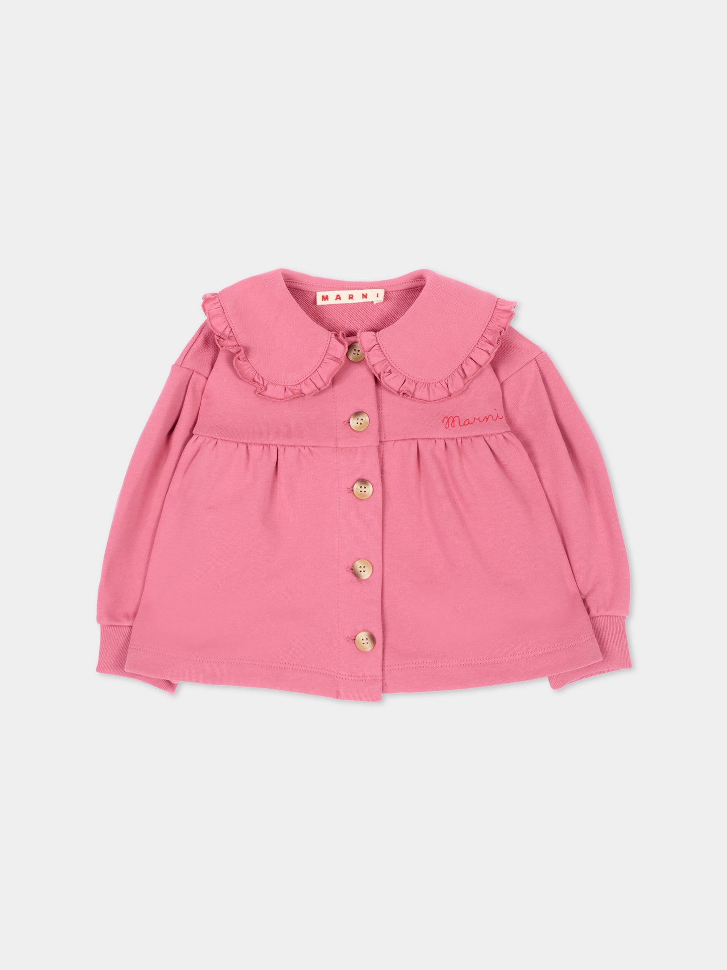Felpa rosa per neonata con colletto,Marni Kids,M01989 M00YN 0M352