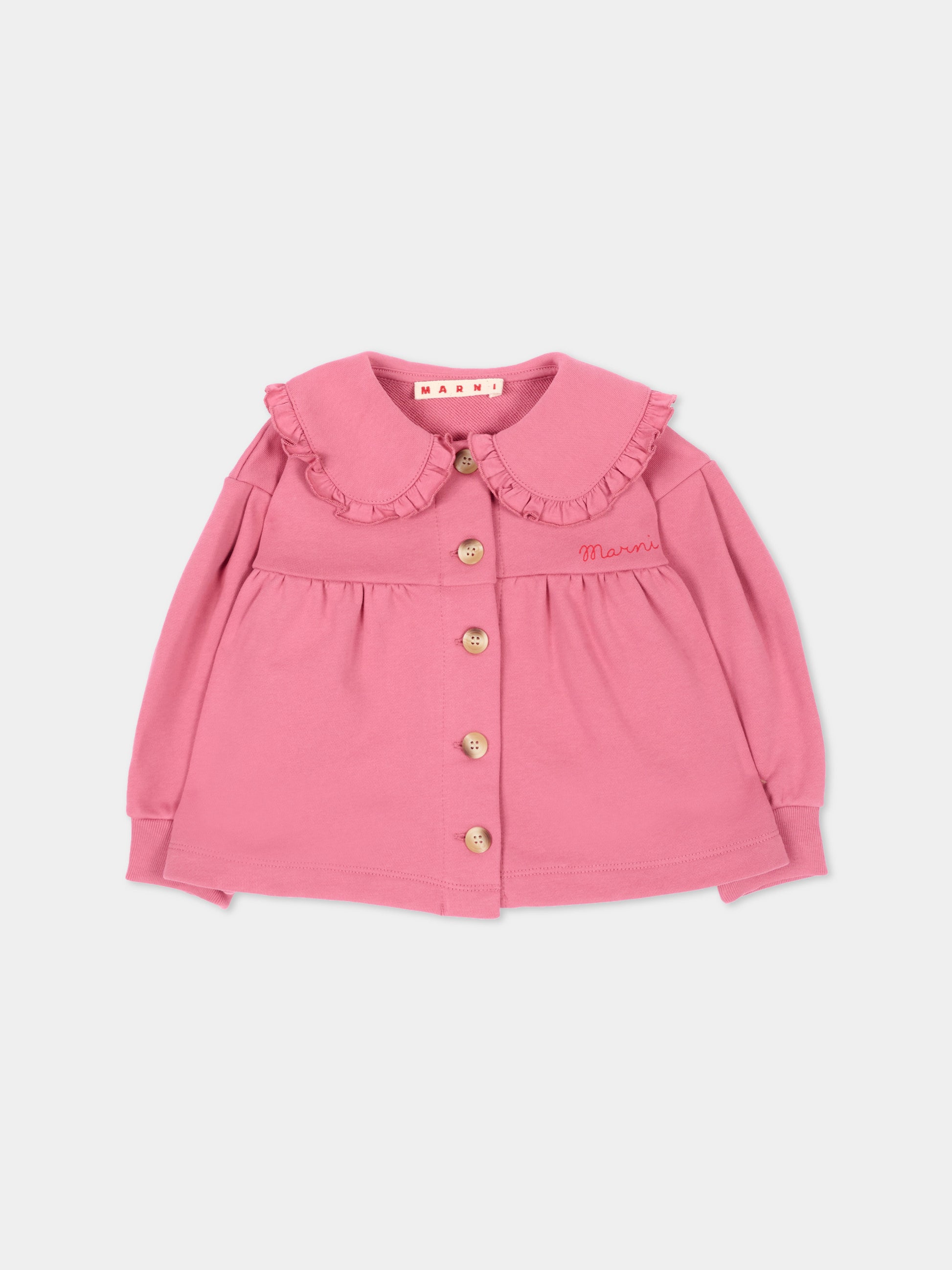 Felpa rosa per neonata con colletto,Marni Kids,M01989 M00YN 0M352