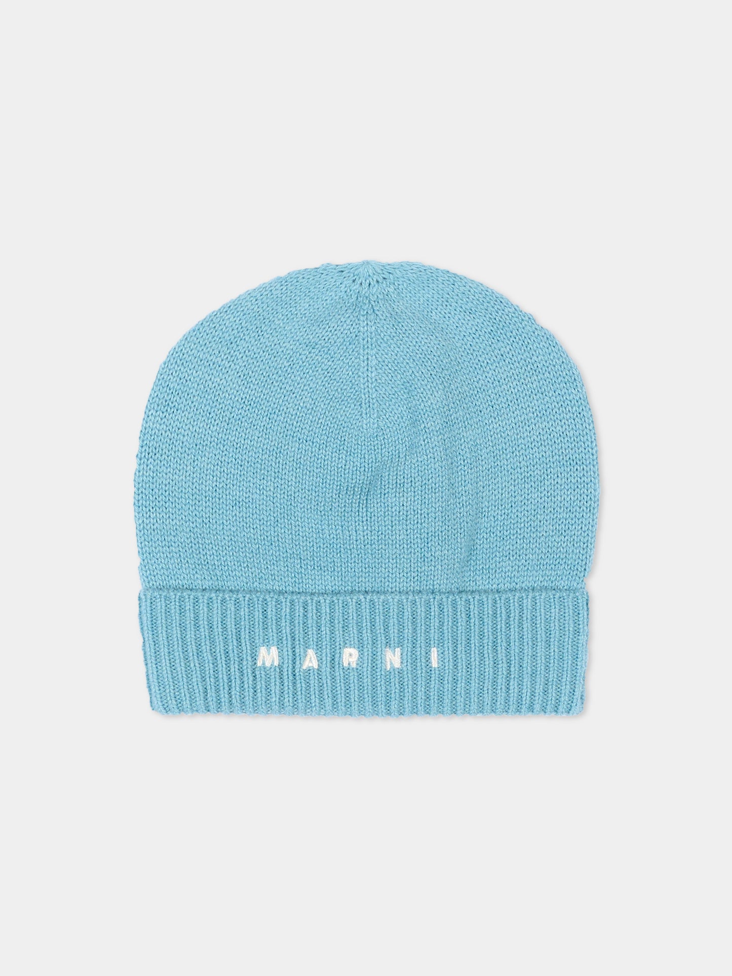 Berretto azzurro per neonati con logo,Marni Kids,M02008 M004C 0M866