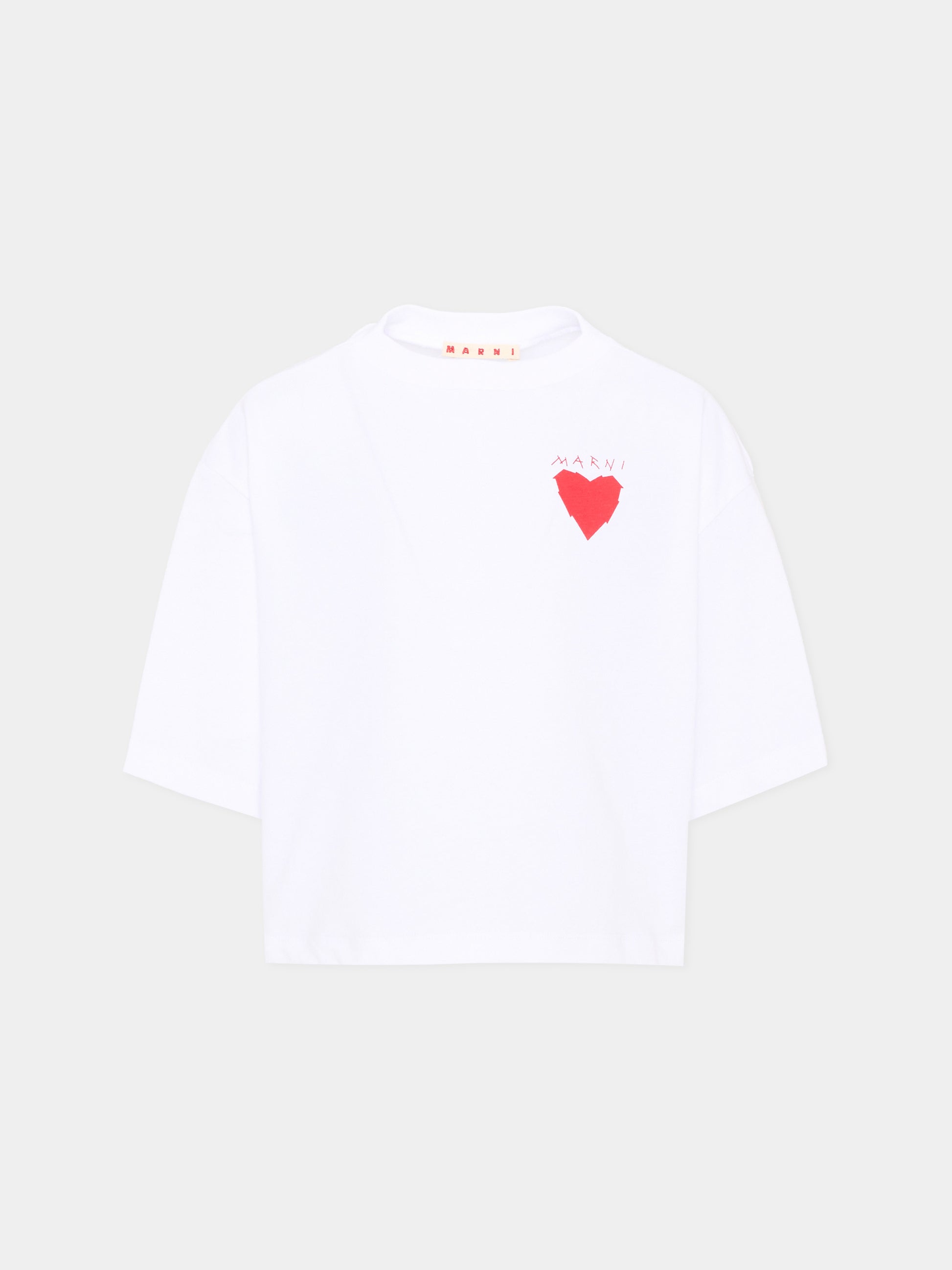 T-shirt bianca per bambina con logo,Marni Kids,M02014 M00YP 0M100
