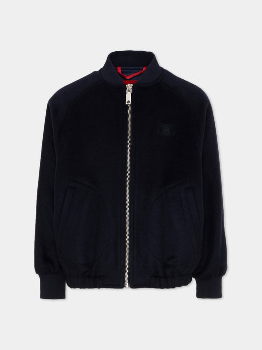 Bomber blu per bambina con zip,Max&co,MX0368 MX079 MX854