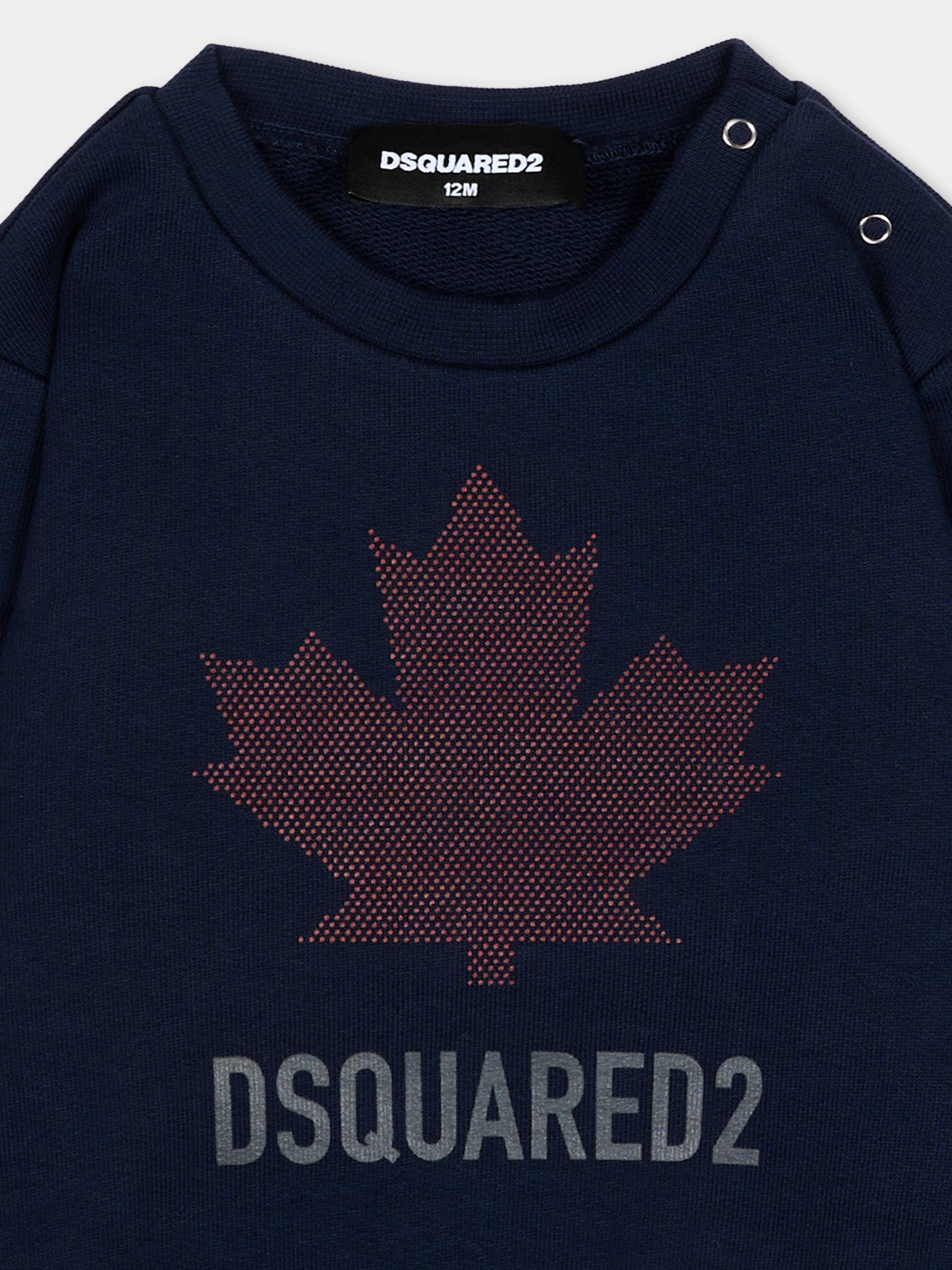 Felpa blu per neonati con logo,Dsquared2,DQ3503 D0AJ6 DQ864