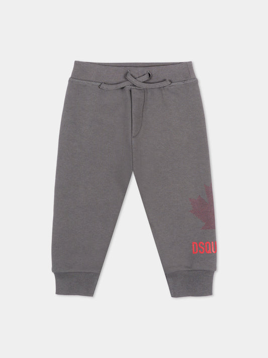 Pantaloni sportivi grigi per neonati con logo,Dsquared2,DQ3505 D0AJ6 DQ913