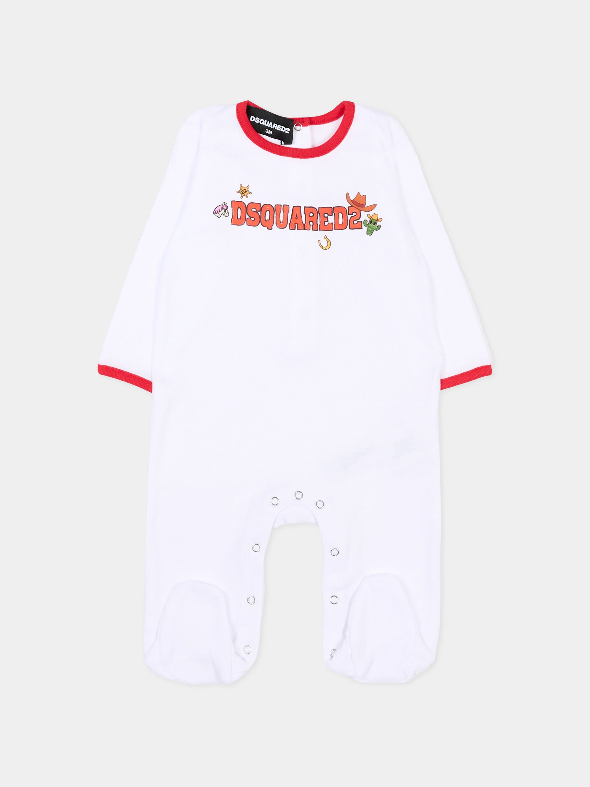 Set tutine bianco per neonati con logo,Dsquared2,DQ3514 D0A8U DQ100