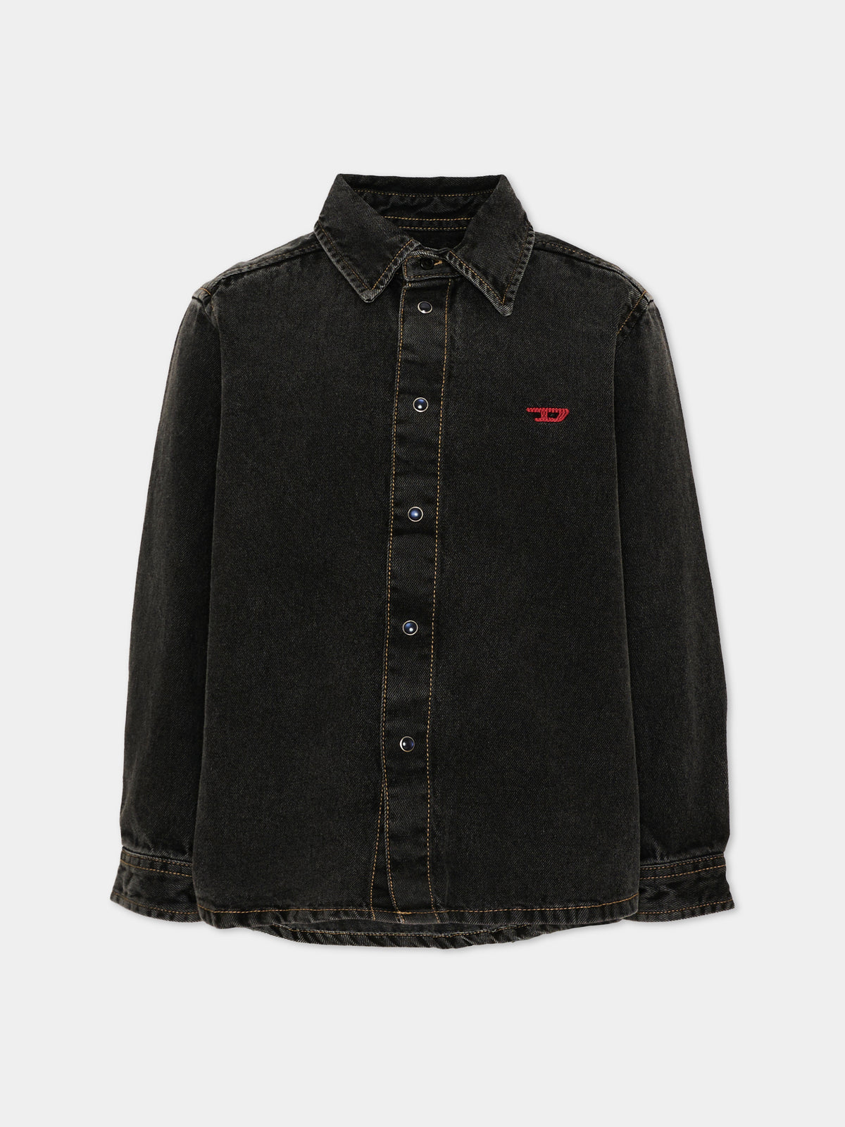 Camicia a manica lunga nera in denim per bambino,Diesel,J01330 KXBU6 K02