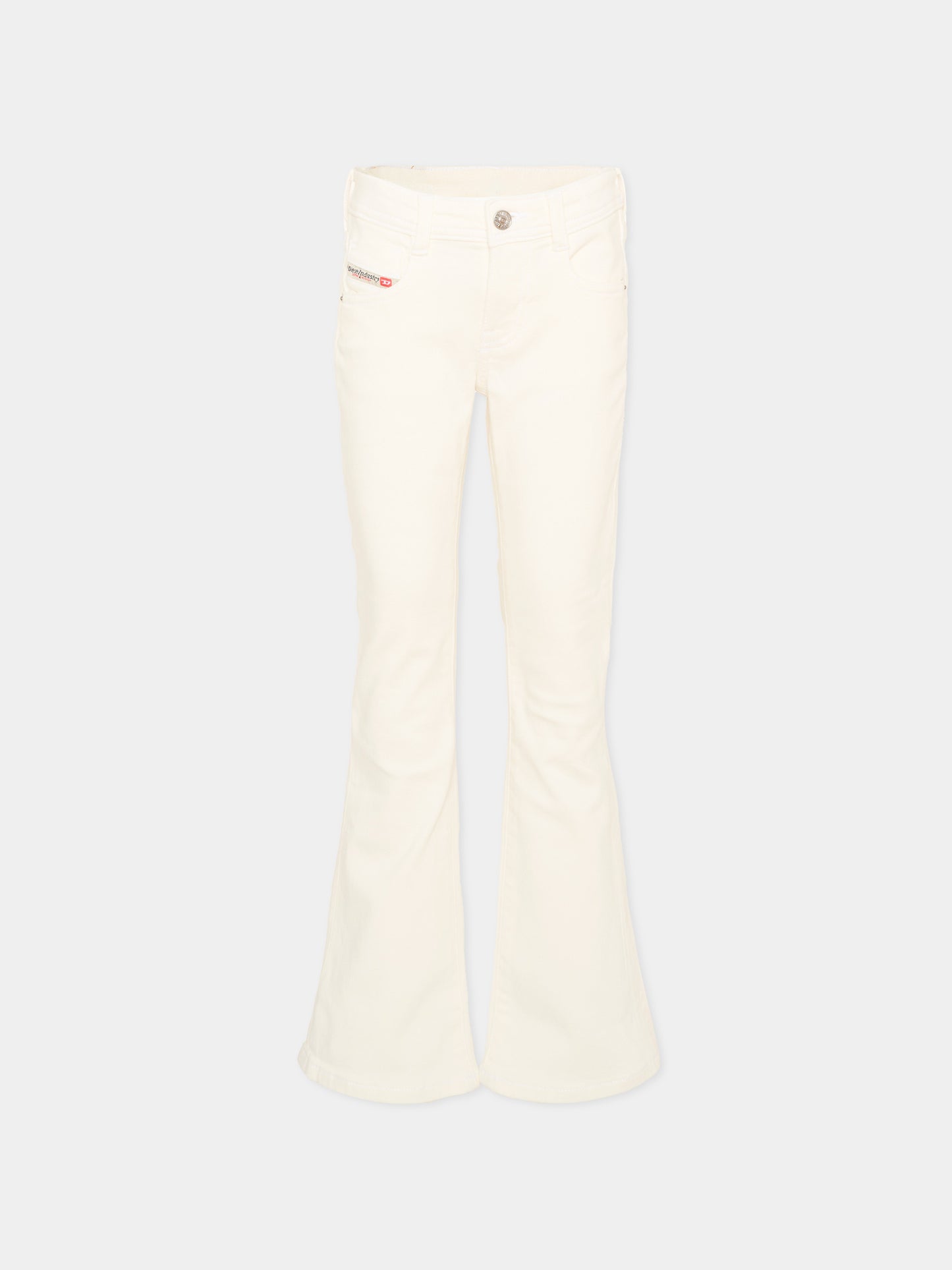 Jeans avorio per bambina con logo,Diesel,J02341 KXBR6 K141