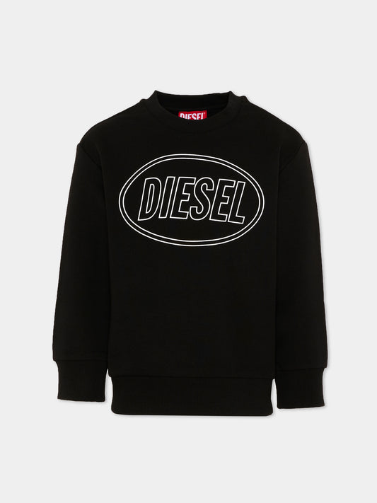 Felpa nera per bambini con logo,Diesel,J02611 0GEAD K900
